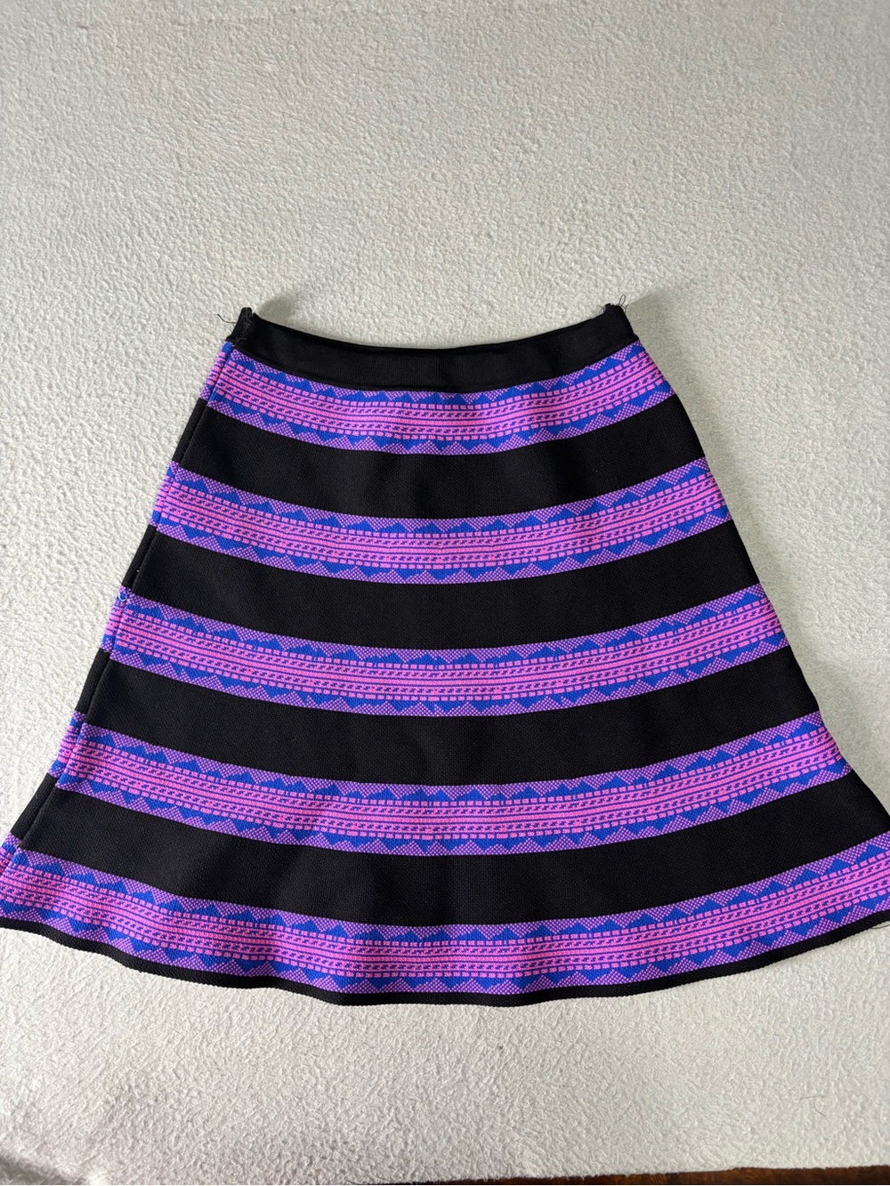 miami Black and Purple Striped A-Line Skirt